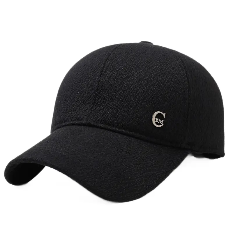 Men's Black Velvet Winter Cap with Ear Protection