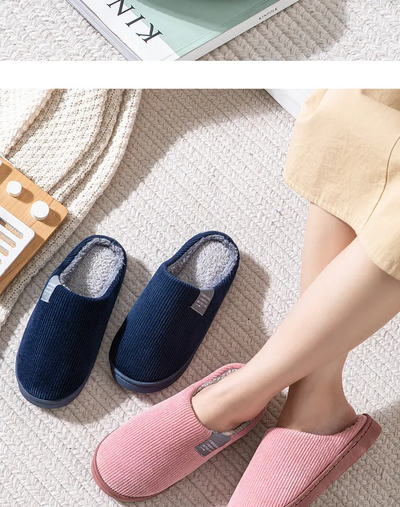 Factory Wholesale Spot Winter Home Cotton Slippers for Women, Non-Slip Couple Plush Comfortable Men's Cotton Slippers for Supermarket Stalls — feature 14