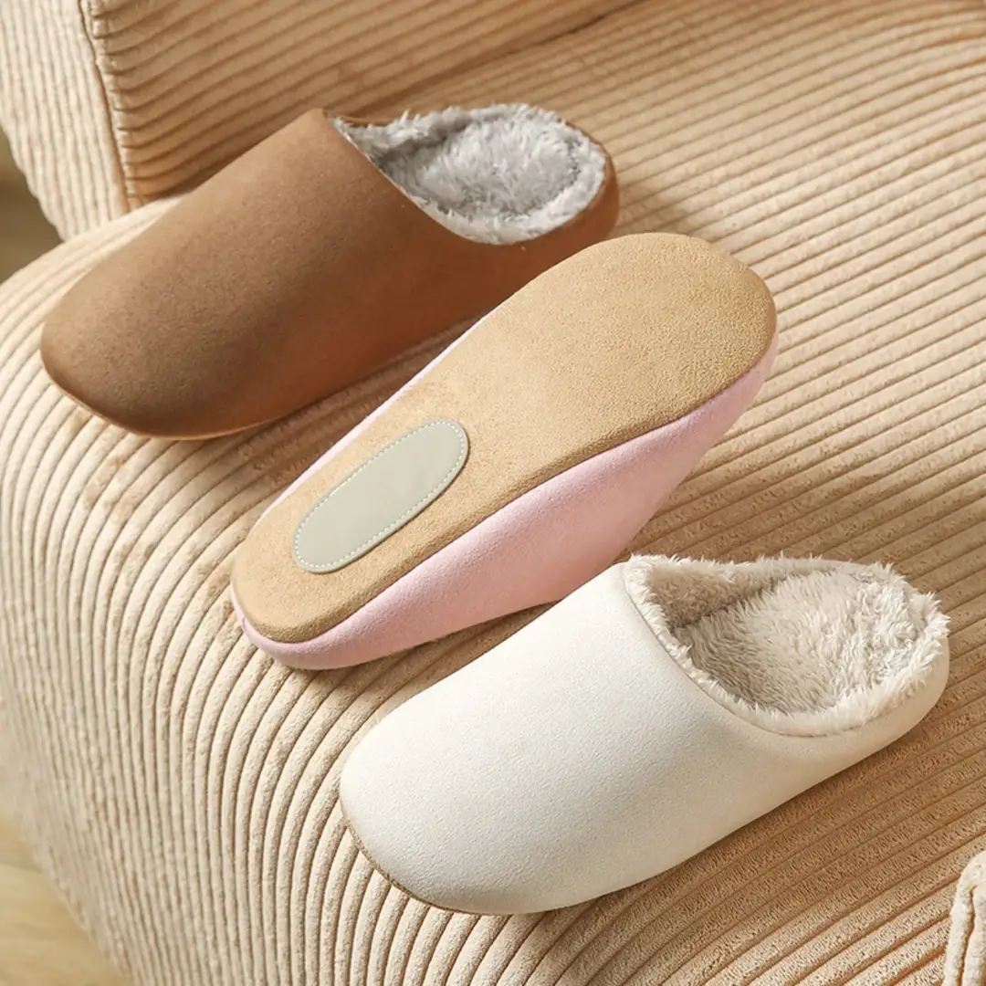 Suede Cotton Slippers for Women Winter New Home Indoor Fleece-Lined Warm Soft Thick Sole Non-Slip Cotton Slippers for Men - Image 8
