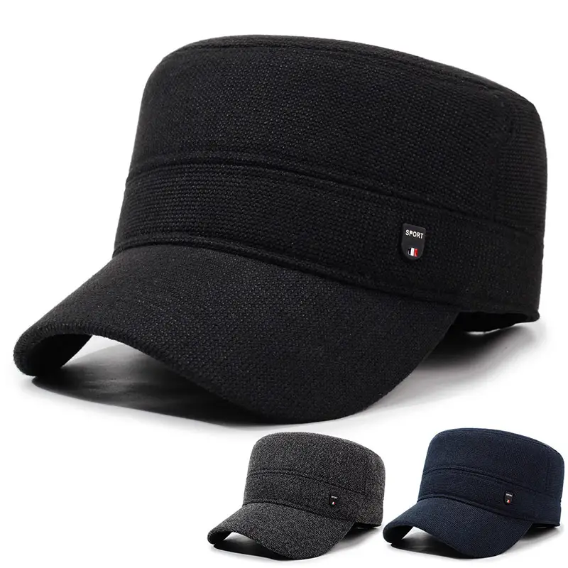 Men Black Cold Proof Flat Cap Cap Clothing Accessories - Image 4