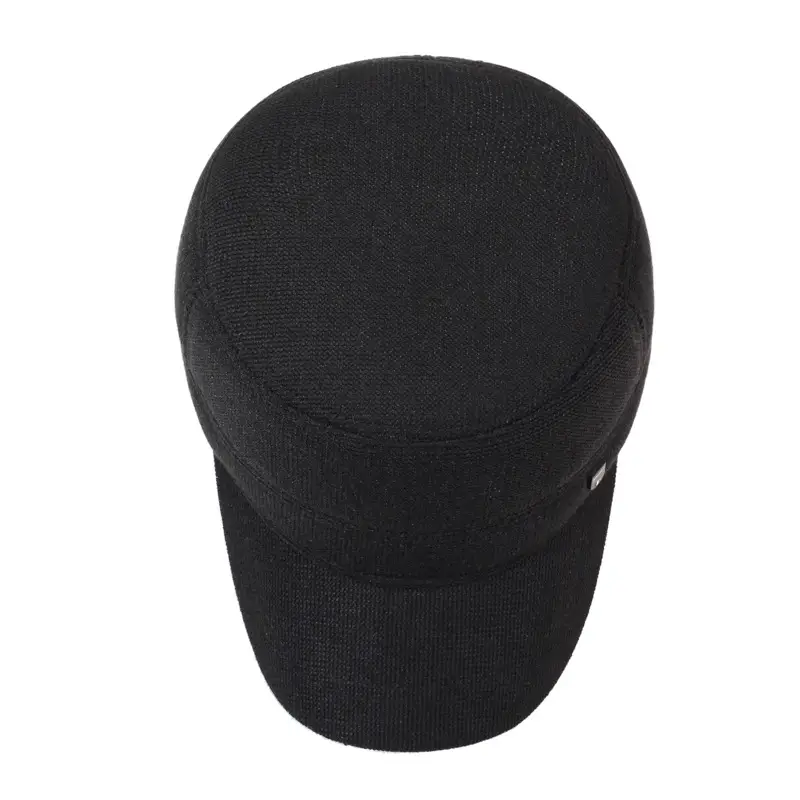 Men Black Cold Proof Flat Cap Cap Clothing Accessories - Image 6