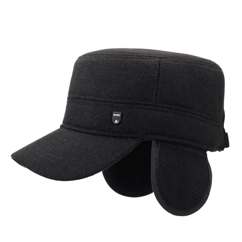 Men Black Cold Proof Flat Cap Cap Clothing Accessories - Image 7