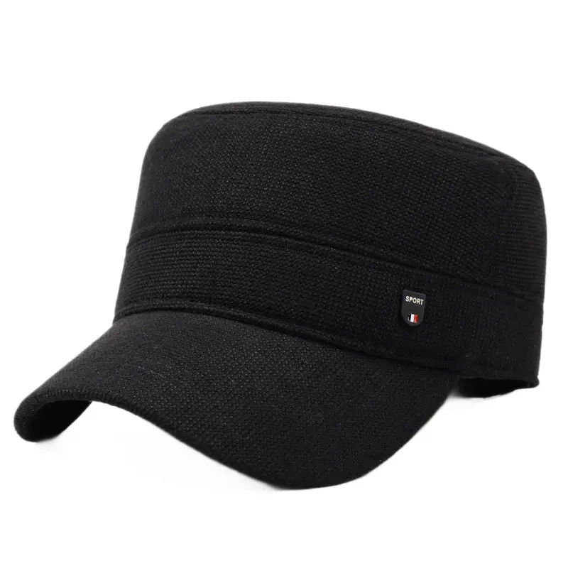 Men Black Cold Proof Flat Cap Cap Clothing Accessories - Image 8