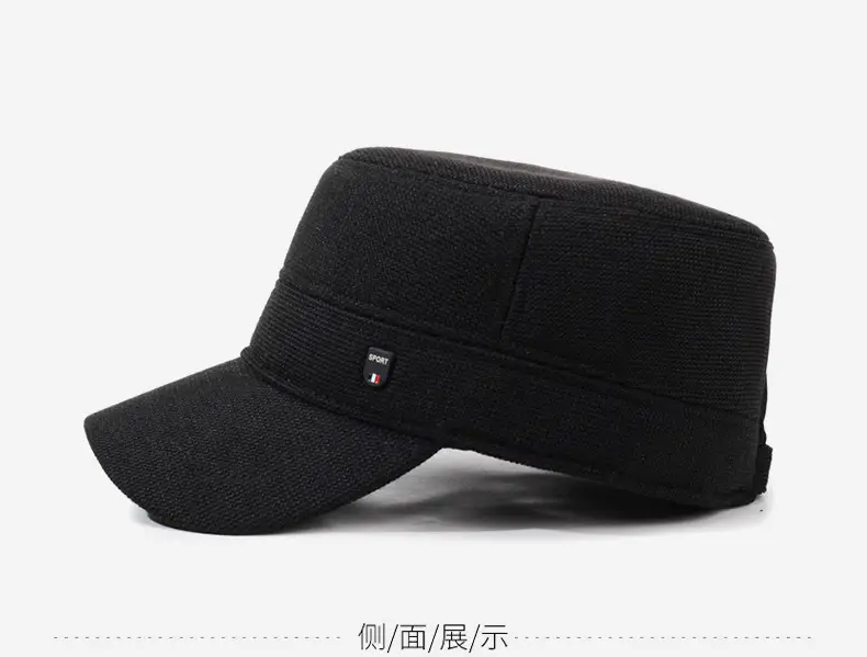 Men Black Cold Proof Flat Cap Cap Clothing Accessories — feature 10