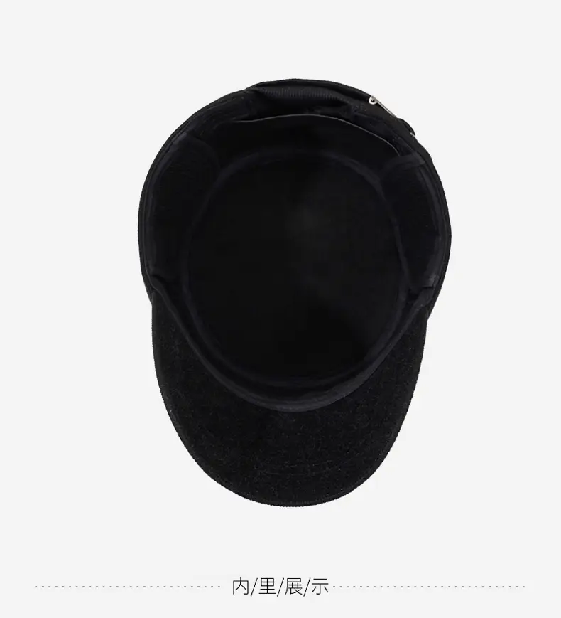 Men Black Cold Proof Flat Cap Cap Clothing Accessories — feature 13