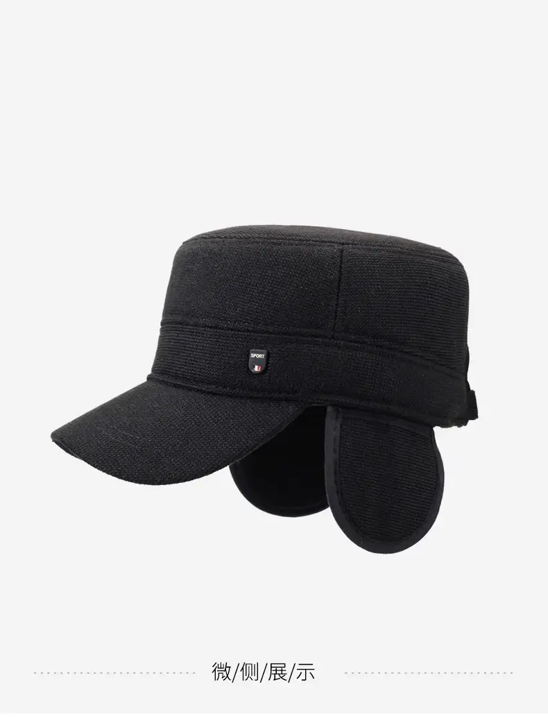 Men Black Cold Proof Flat Cap Cap Clothing Accessories — feature 14