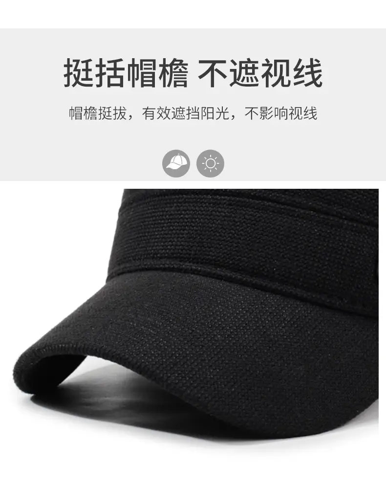 Men Black Cold Proof Flat Cap Cap Clothing Accessories — feature 2