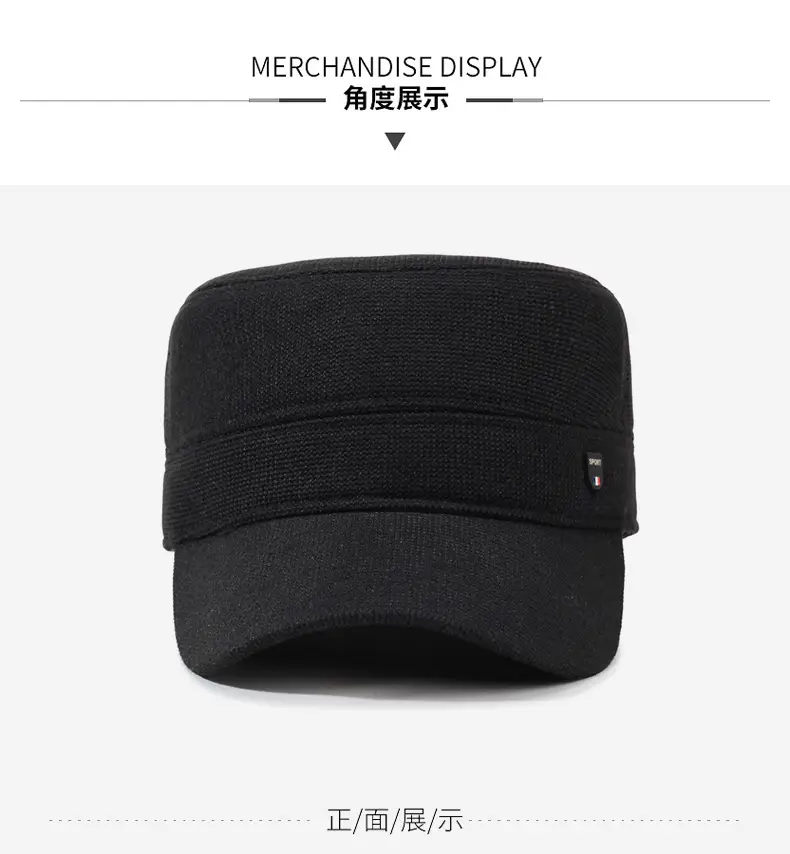 Men Black Cold Proof Flat Cap Cap Clothing Accessories — feature 8