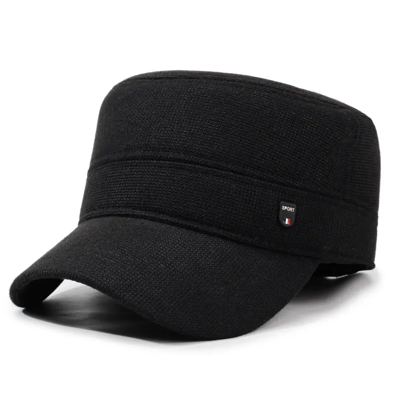 Men Black Cold Proof Flat Cap Cap Clothing Accessories - Image 2