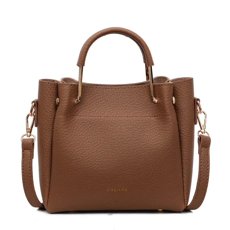 Women Retro Brown Bucket Bag Large Capacity Commuter Crossbody luggage and leather goods - Image 3