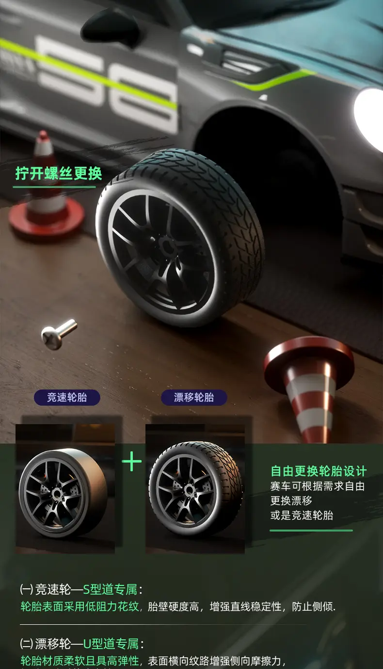 Professional Rc Drift Remote Control Car Four-Wheel Drive Sports Car New Su7 Porsche 911 Boys' Toy Gift High-Speed Remote Control — feature 9