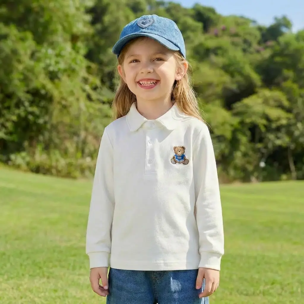 Baby Lapel T-Shirt White Autumn Spring Boys Girls - Image 3