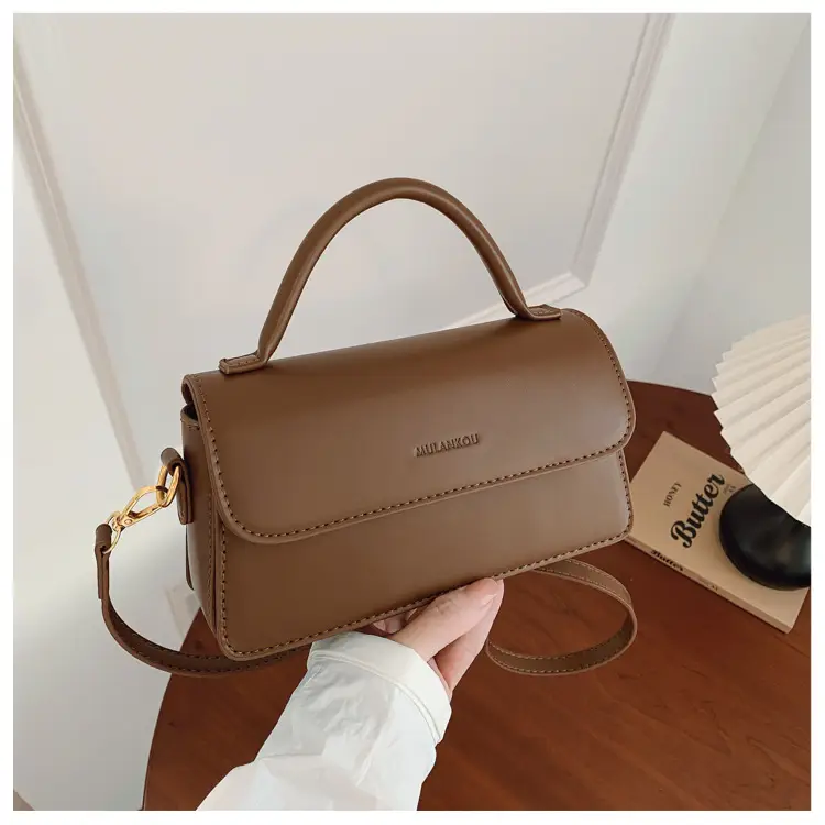 Women's Small Square Brown Leather Shoulder Bag 2026 - Image 2