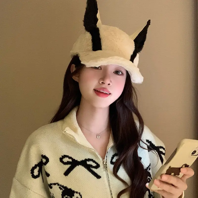 Women's Winter Doberman Cat Cap with Rabbit Ears - Image 6