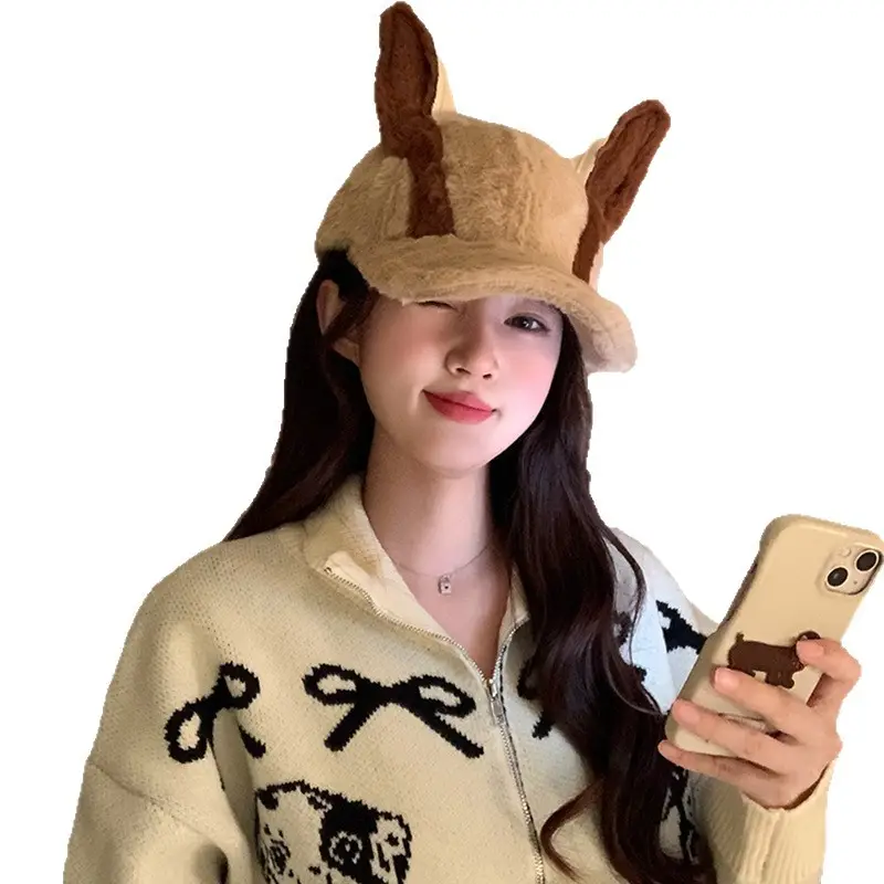 Women's Winter Doberman Cat Cap with Rabbit Ears - Image 9