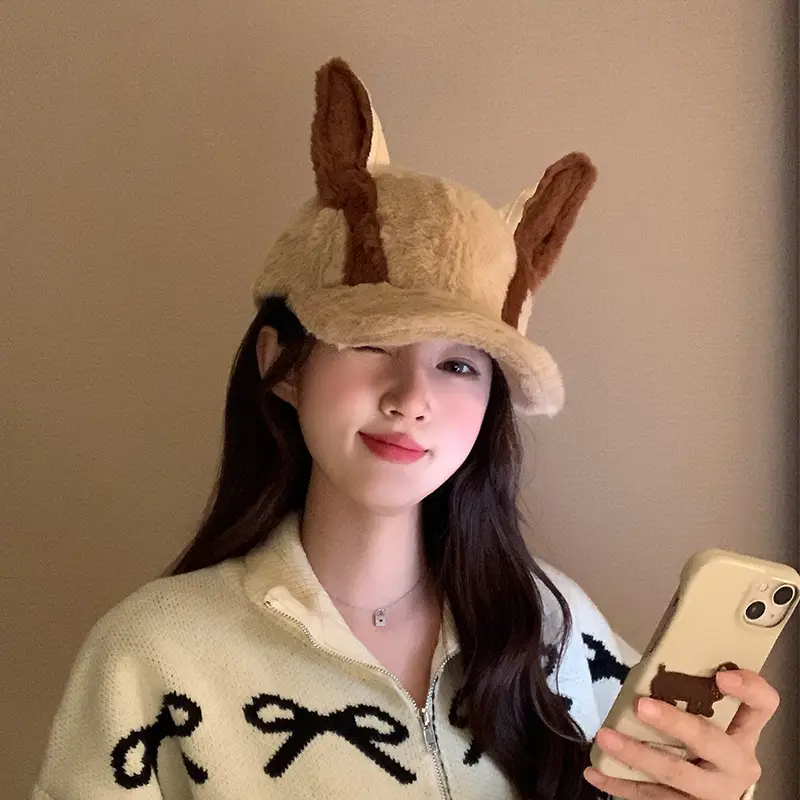 Women's Winter Doberman Cat Cap with Rabbit Ears — feature 11