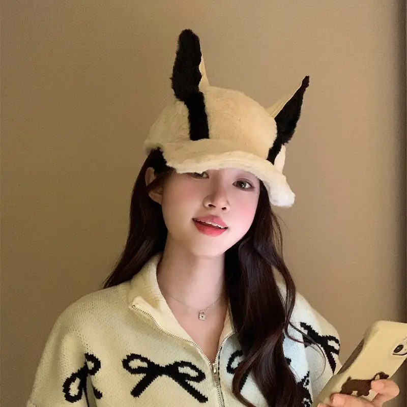 Women's Winter Doberman Cat Cap with Rabbit Ears — feature 13