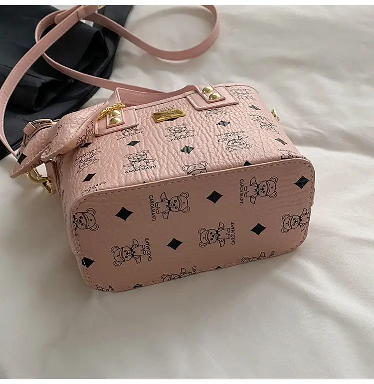 Cute Cartoon Bucket Bag for Women Brown Leather — feature 10