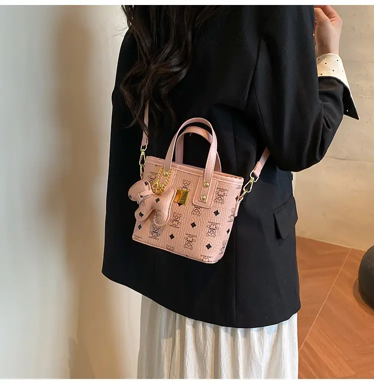 Cute Cartoon Bucket Bag for Women Brown Leather — feature 12