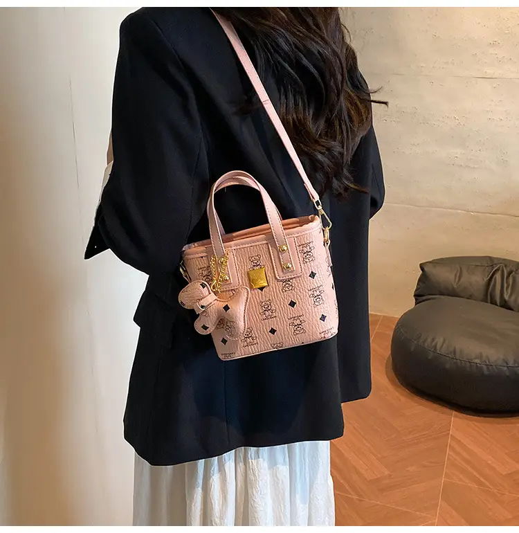 Cute Cartoon Bucket Bag for Women Brown Leather — feature 13