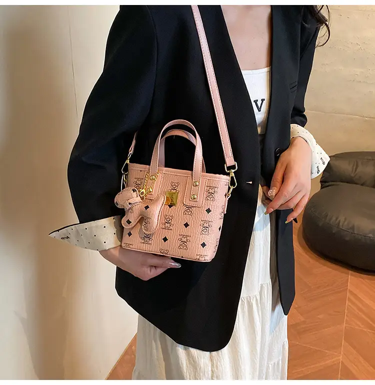 Cute Cartoon Bucket Bag for Women Brown Leather — feature 14