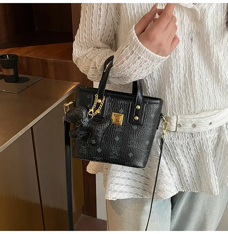 Cute Cartoon Bucket Bag for Women Brown Leather — feature 16
