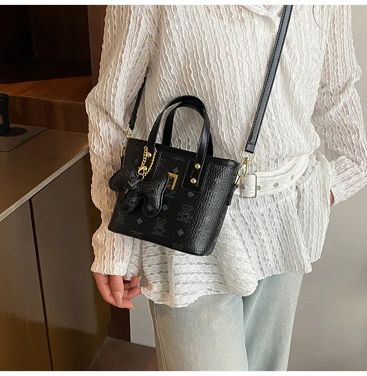 Cute Cartoon Bucket Bag for Women Brown Leather — feature 17