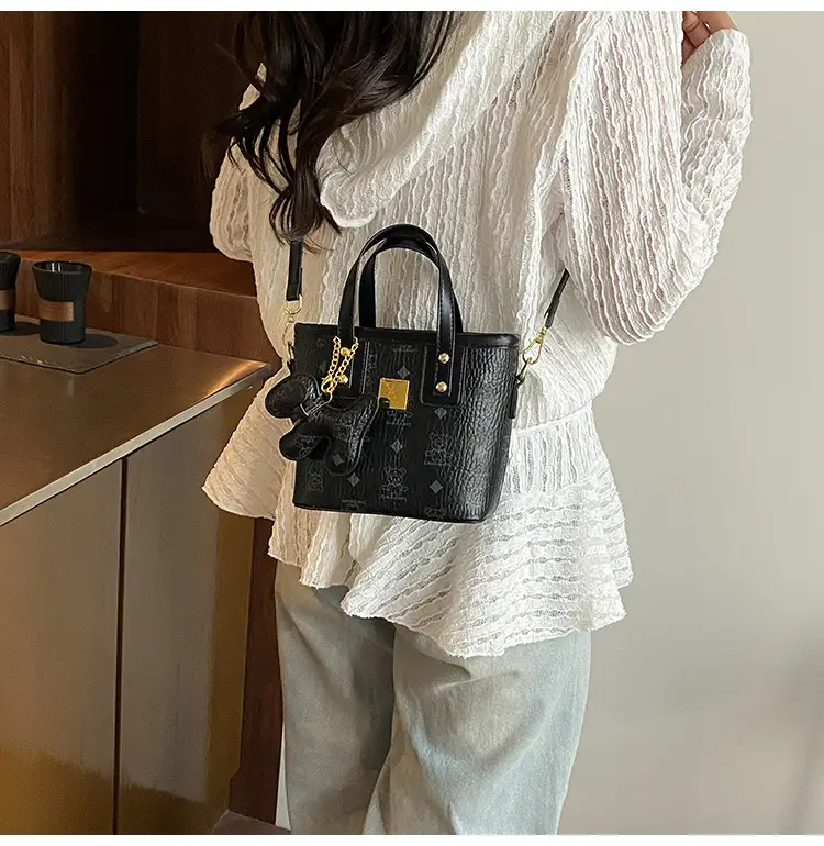 Cute Cartoon Bucket Bag for Women Brown Leather — feature 18