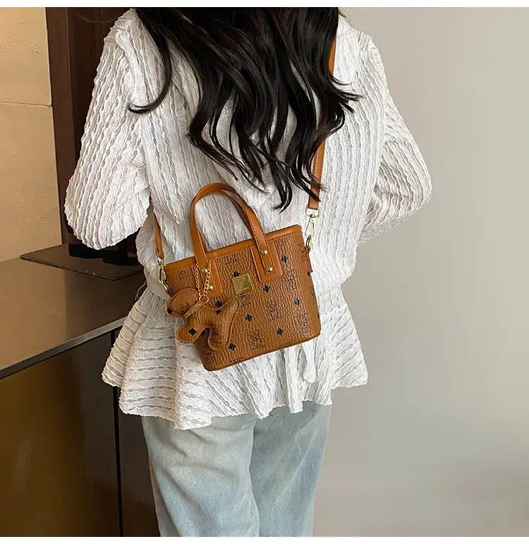 Cute Cartoon Bucket Bag for Women Brown Leather — feature 22