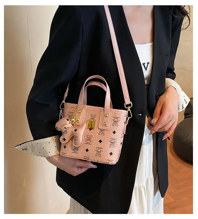 Cute Cartoon Bucket Bag for Women Brown Leather — feature 3