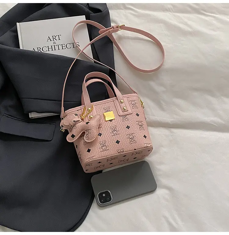 Cute Cartoon Bucket Bag for Women Brown Leather — feature 7