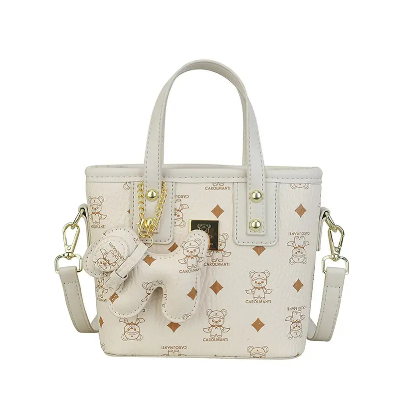 Cute Cartoon Bucket Bag for Women Brown Leather - Image 4
