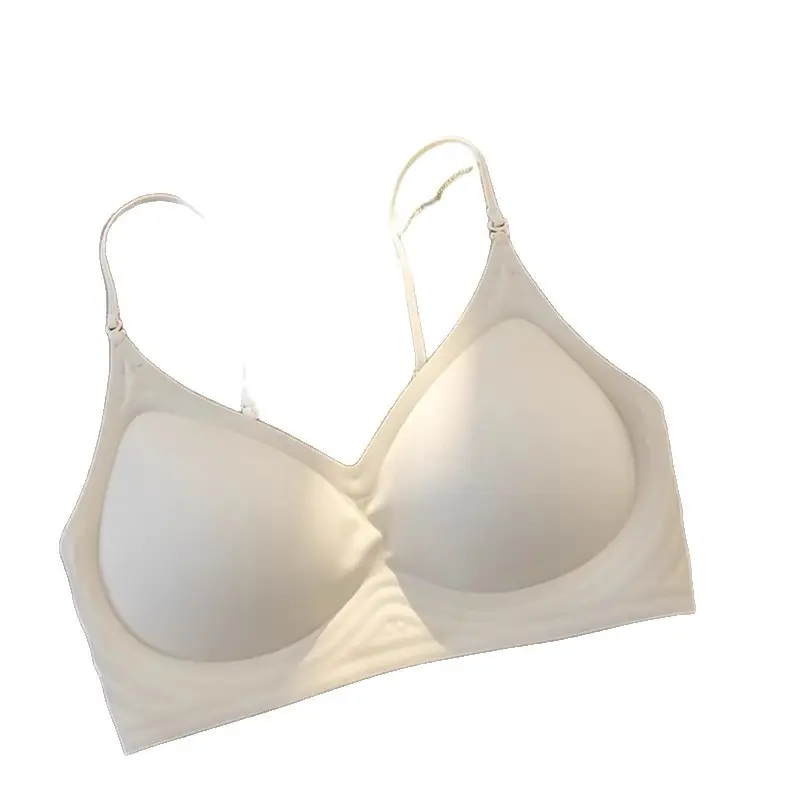 Comic Push-Up Seamless Bra for Women with Spaghetti Straps, Waist-Revealing, Fixed Palm Cup, Breathable, Beautiful Back, No Rims Bra