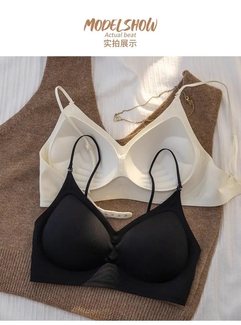 Comic Push-Up Seamless Bra for Women with Spaghetti Straps, Waist-Revealing, Fixed Palm Cup, Breathable, Beautiful Back, No Rims Bra — feature 18