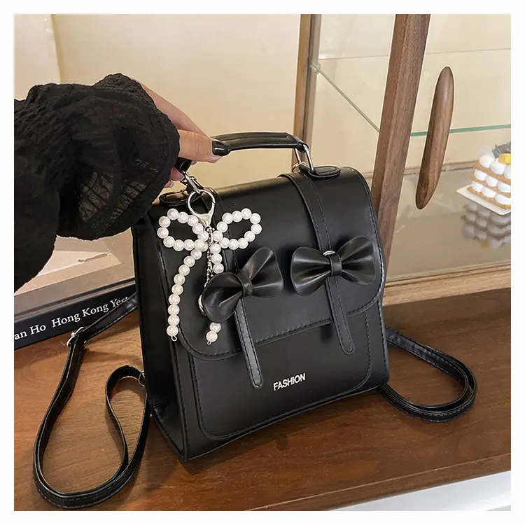 Women's Sweet Style Square Bag with Pearl Bow & Handle — feature 25