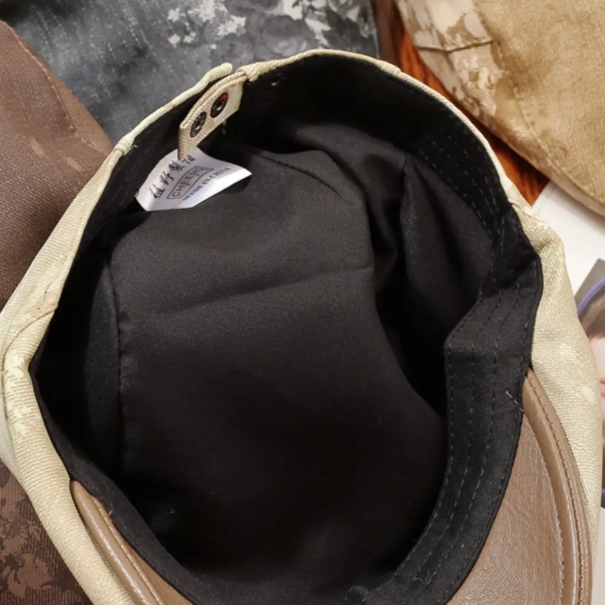 Women Floral Beret Cap Pumpkin Cap Duckbill Cap Brown