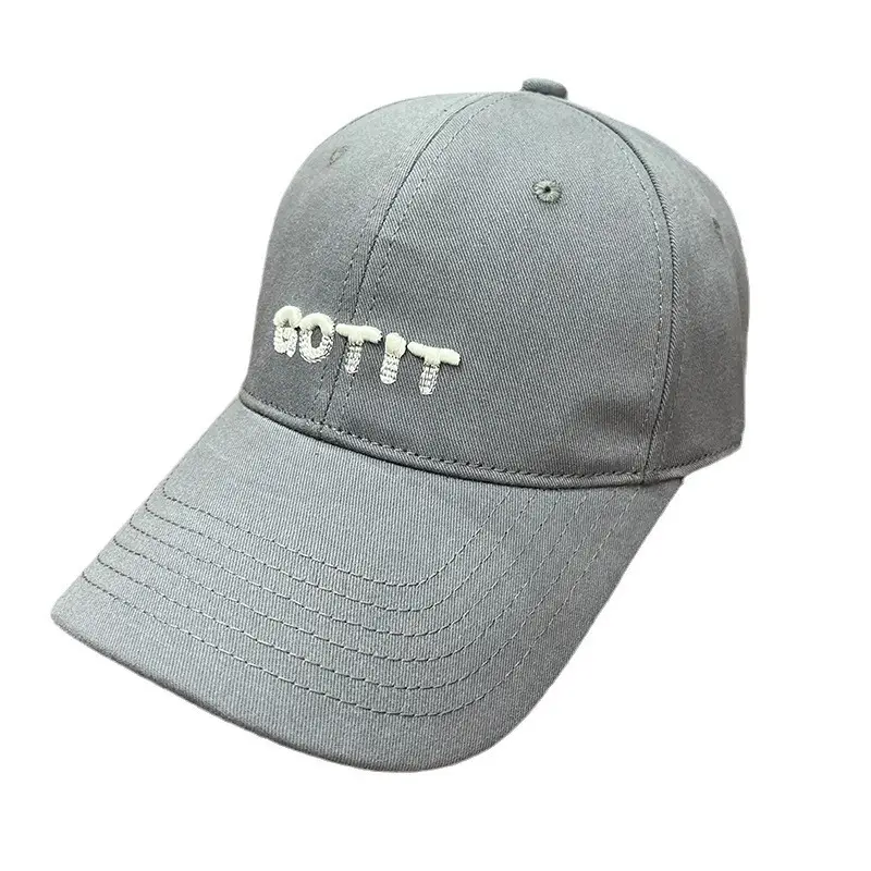 Men's Grey Embroidered Baseball Cap with Large Brim - Image 6