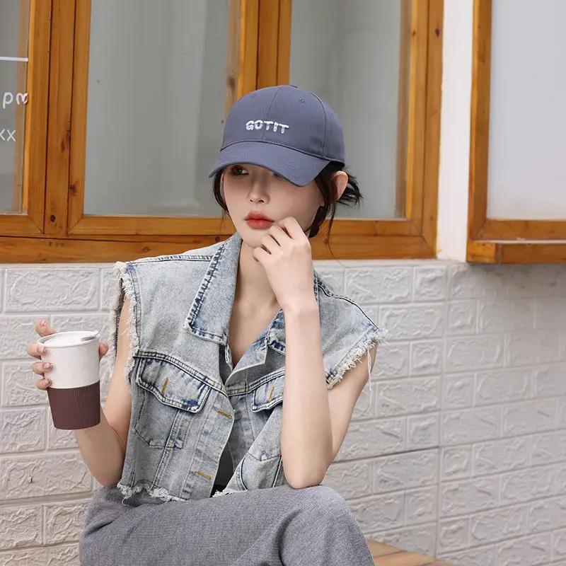 Men's Grey Embroidered Baseball Cap with Large Brim — feature 10