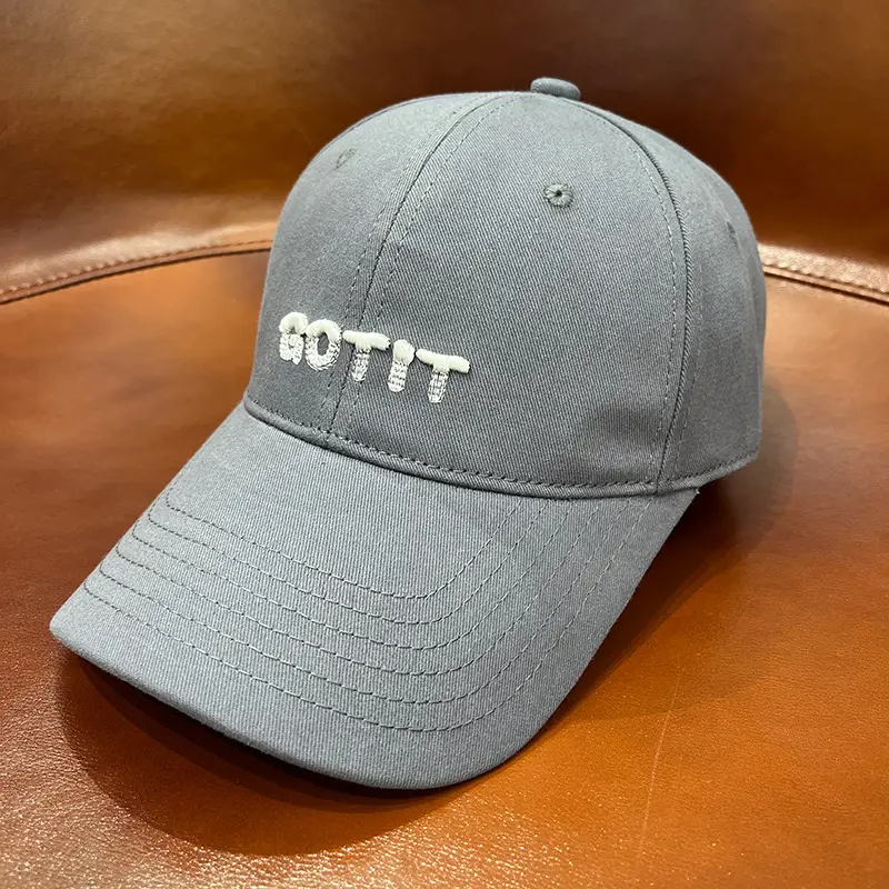 Men's Grey Embroidered Baseball Cap with Large Brim — feature 3