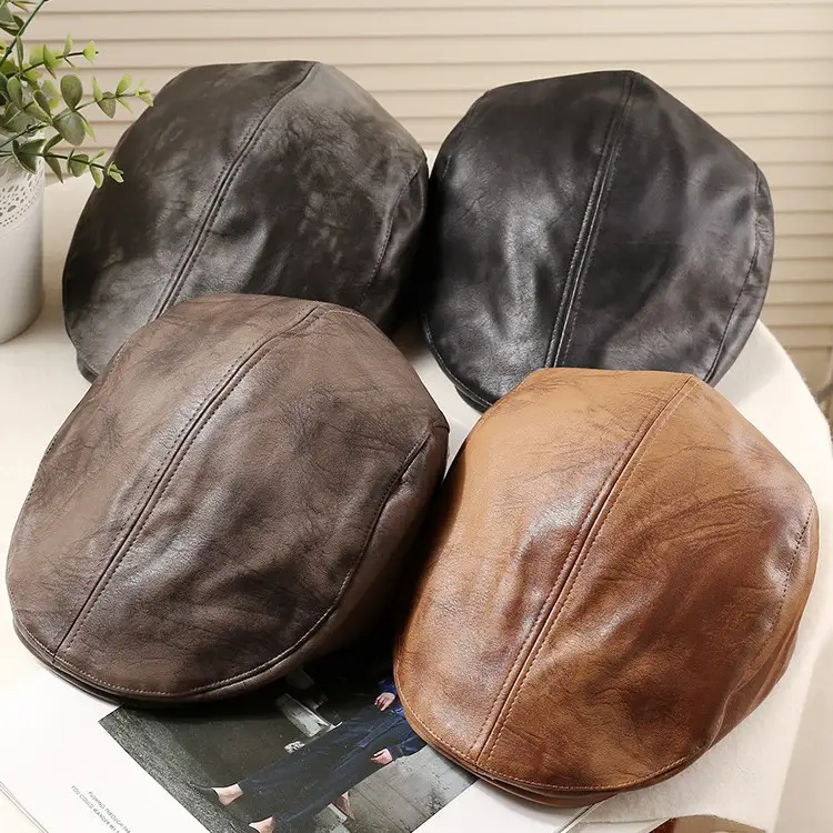 Women Duckbill Cap American Retro PU Leather 2025 Spring - Image 7