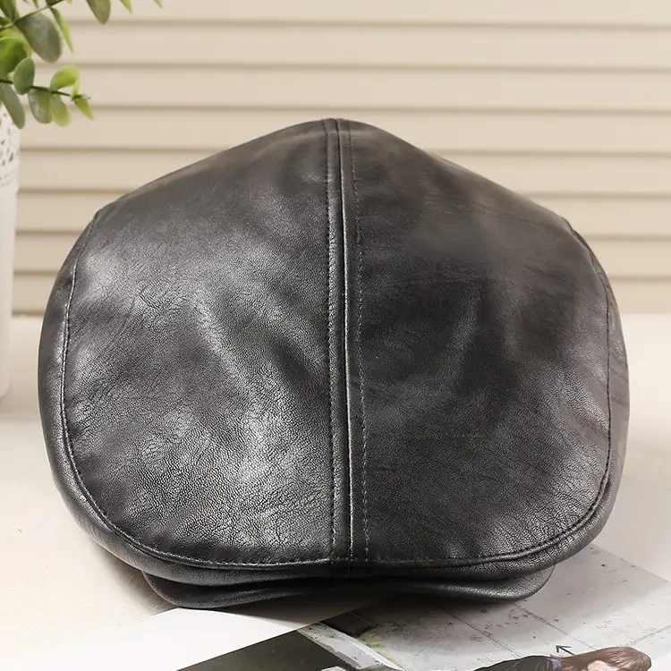 Women Duckbill Cap American Retro PU Leather 2025 Spring - Image 8