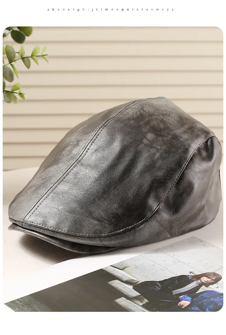 Women Duckbill Cap American Retro PU Leather 2025 Spring — feature 10