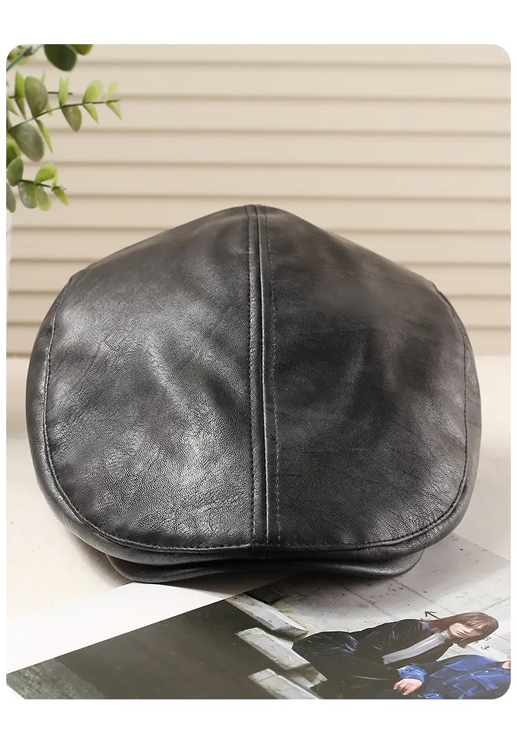 Women Duckbill Cap American Retro PU Leather 2025 Spring — feature 8