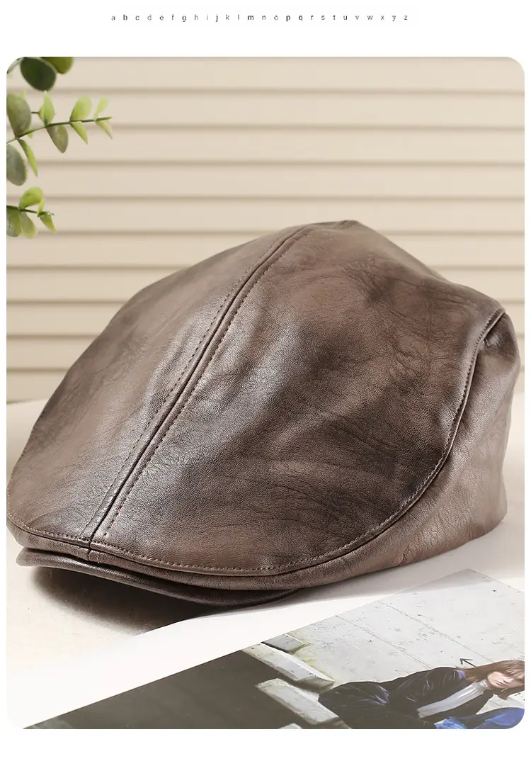 Women Duckbill Cap American Retro PU Leather 2025 Spring — feature 9
