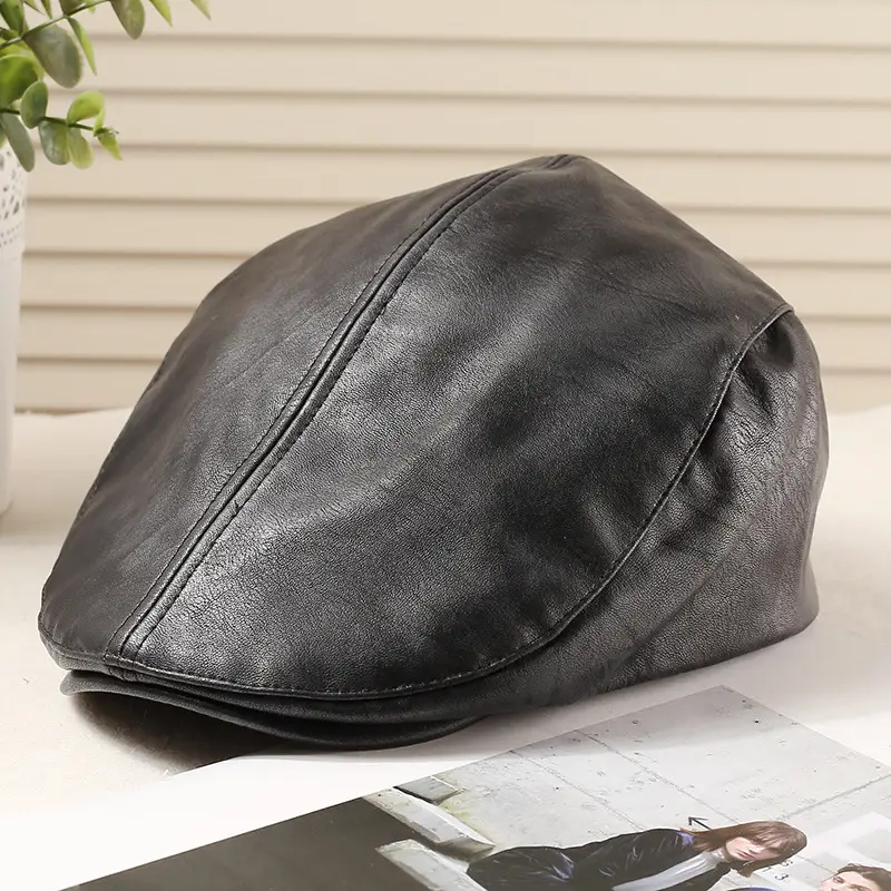 Women Duckbill Cap American Retro PU Leather 2025 Spring - Image 2