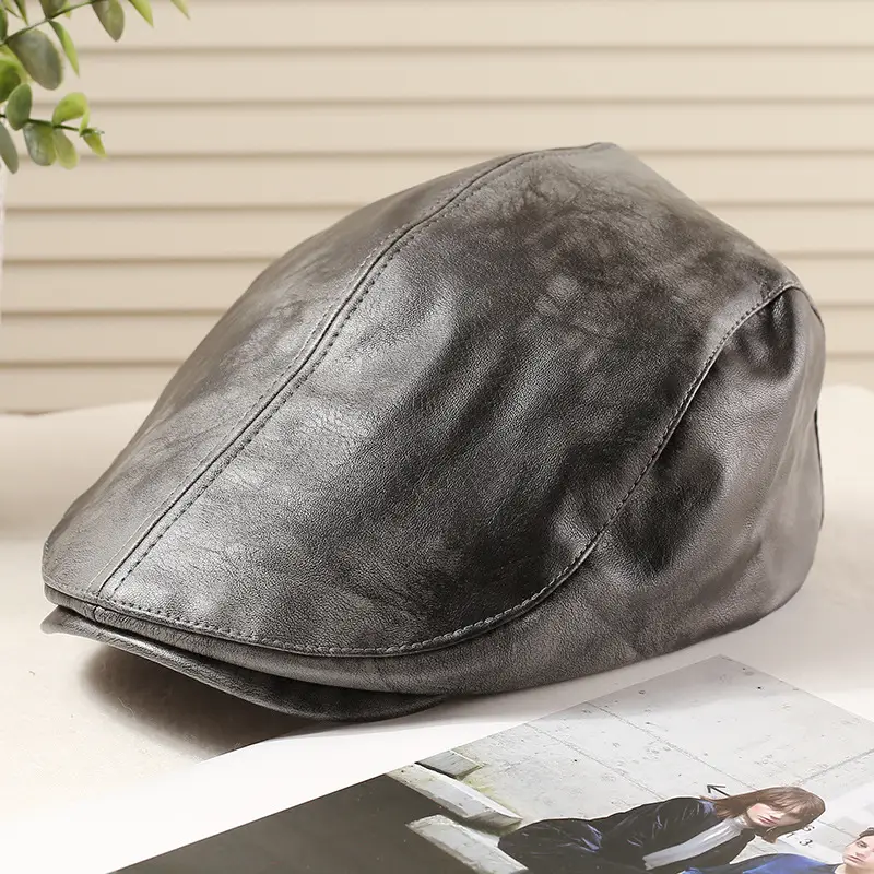 Women Duckbill Cap American Retro PU Leather 2025 Spring - Image 3