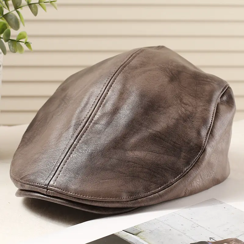 Women Duckbill Cap American Retro PU Leather 2025 Spring - Image 4