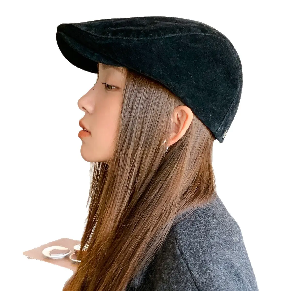 Women's Brown Retro Beret Hat Autumn Winter - Image 9