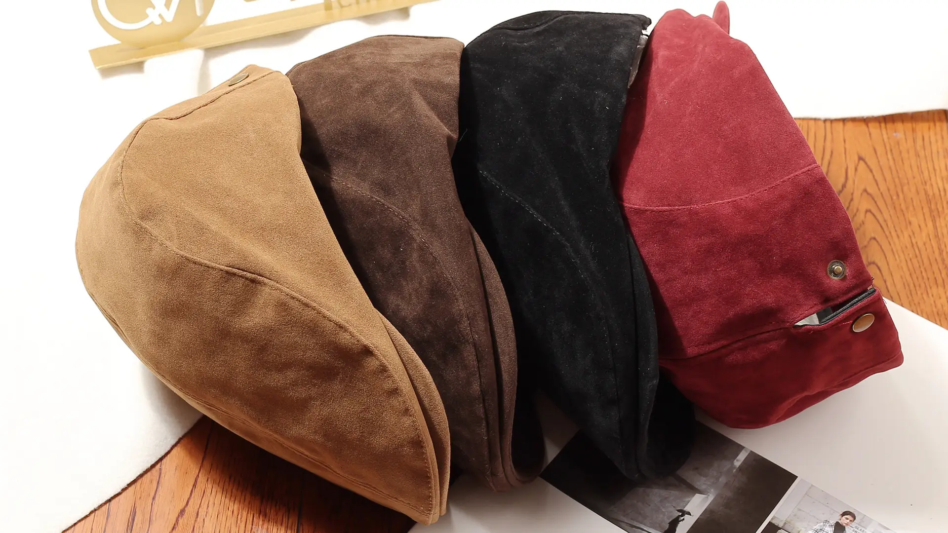 Women's Brown Retro Beret Hat Autumn Winter — feature 10