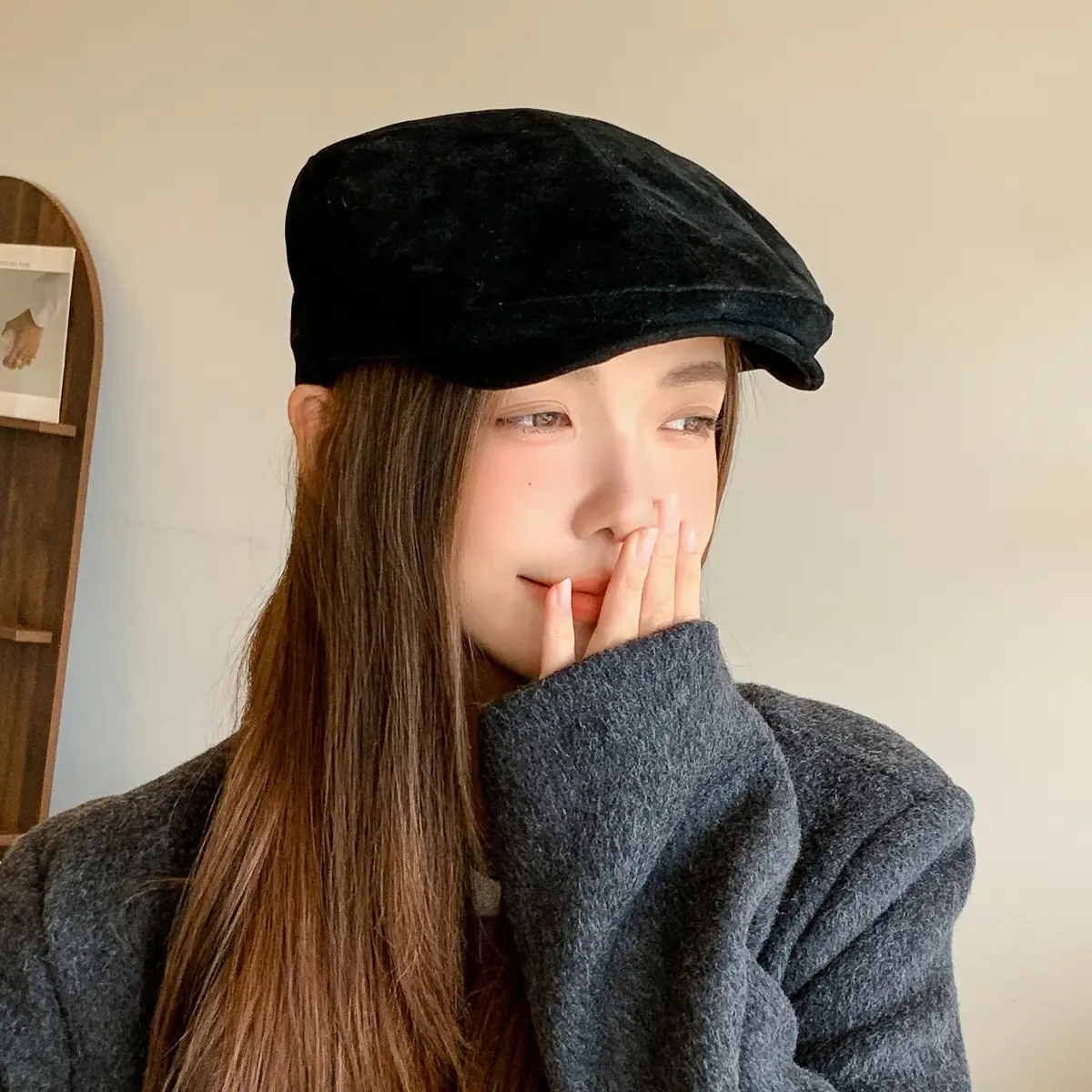 Women's Brown Retro Beret Hat Autumn Winter — feature 4